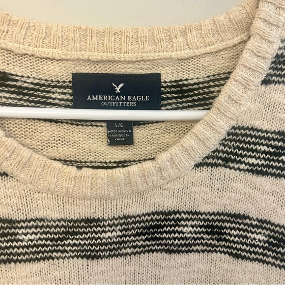 Men’s Cream and Black American Eagle Cotton Sweater - Picture 2 of 5